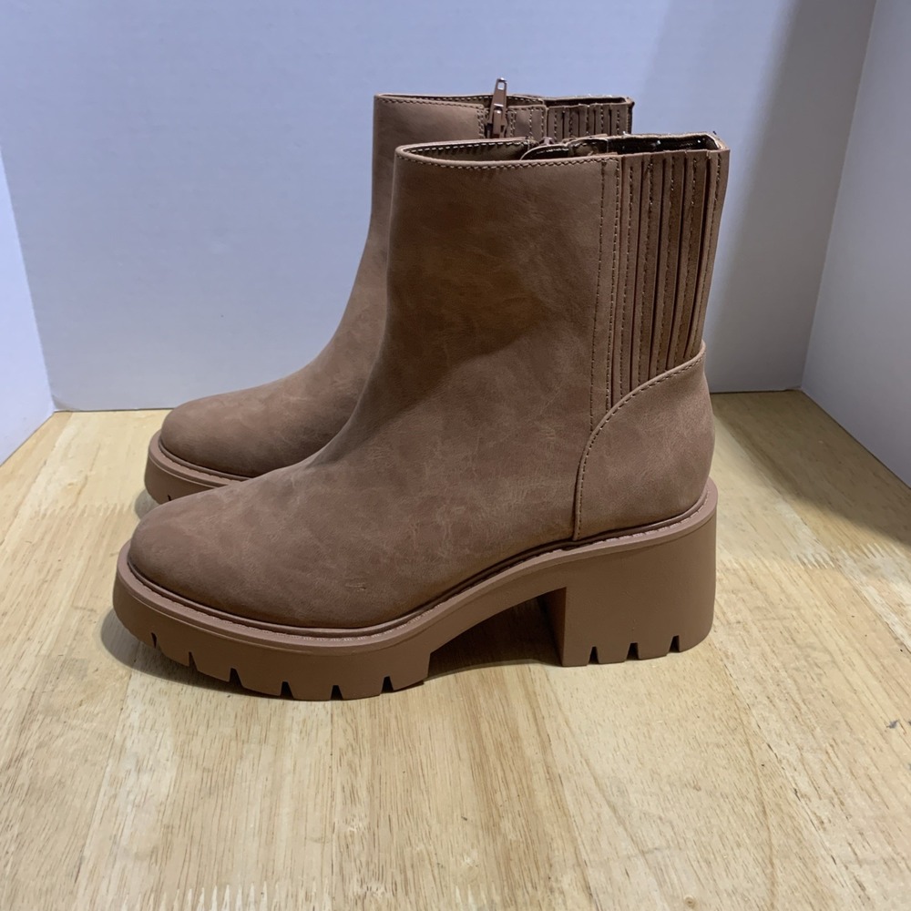 A.N.A Women's ANA Marie CognacChelsea Boots Memory Foam  Faux Suede Ankle 7M $75